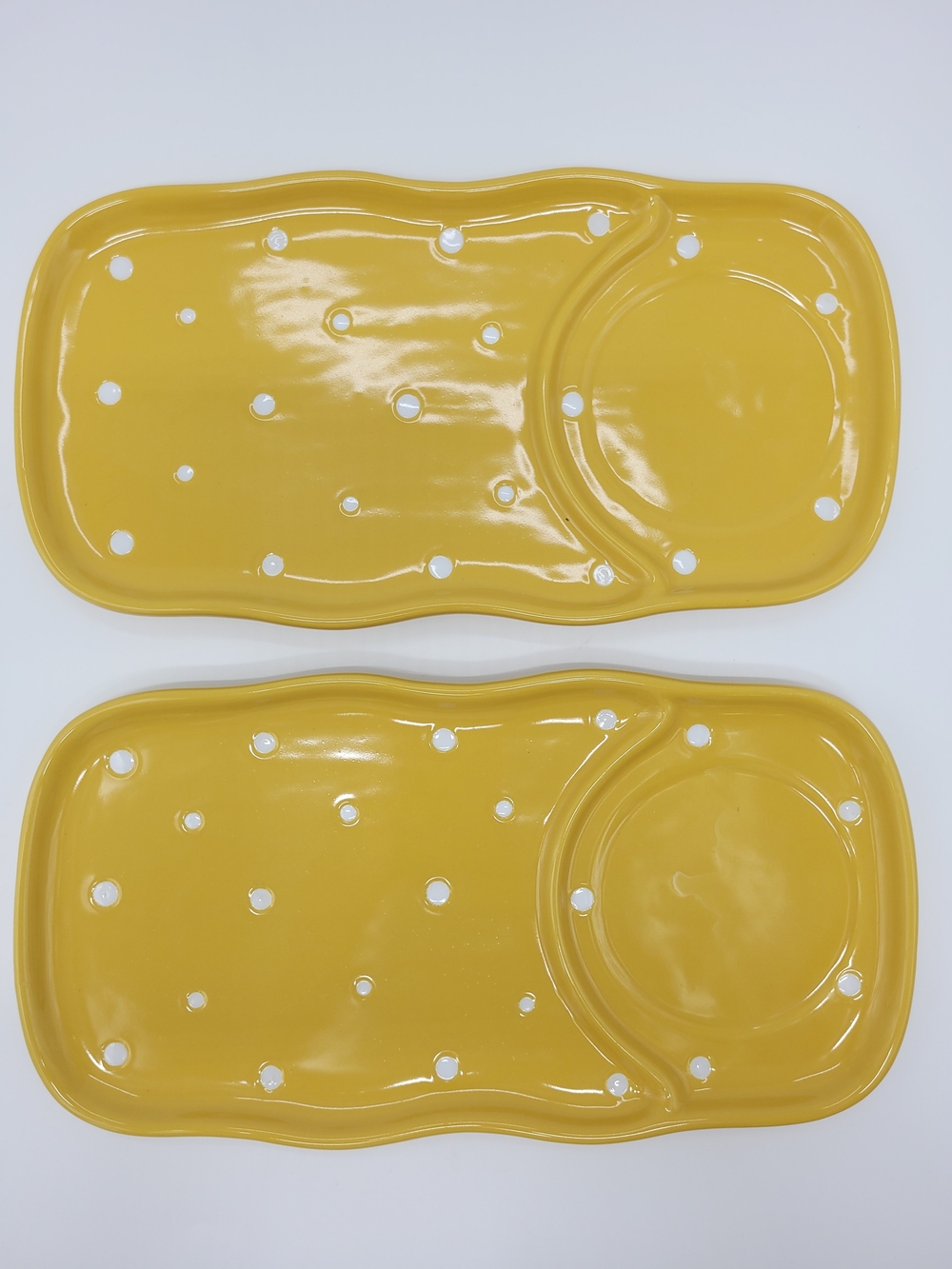 Temp-tations By Tara Snack Plate Set Of 2 Yellow Polka Dot Design Classic